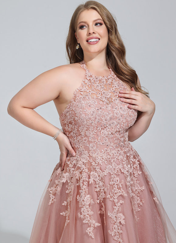 Robe de Soirée Longue Rose Dentelle Tulle Bal De Promo - gallery 9