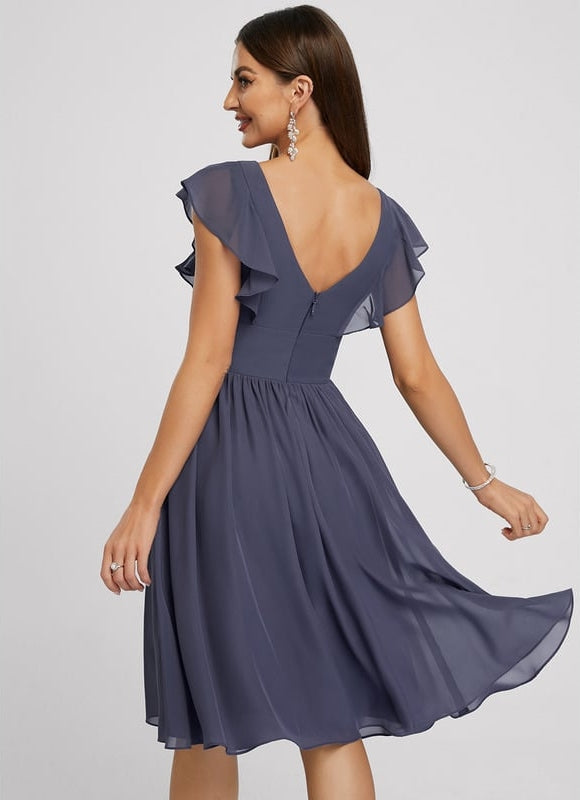 Robe De Soirée Mousseline Rouge - gallery 2