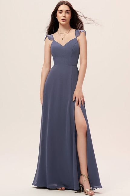 Robe de Soirée Mousseline Beige - gallery 1