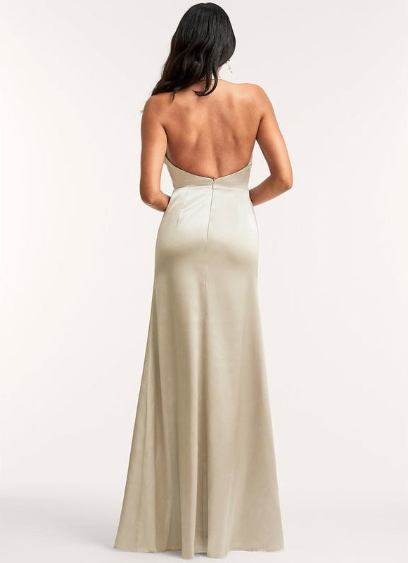 Robe de Soirée Satin Bleu Clair - gallery 4