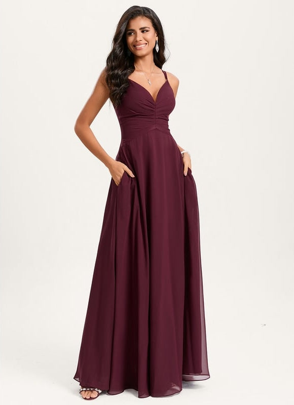 Robe de Soirée Mousseline Beige - gallery 2