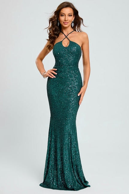 Robe De Soirée Paillette Verte