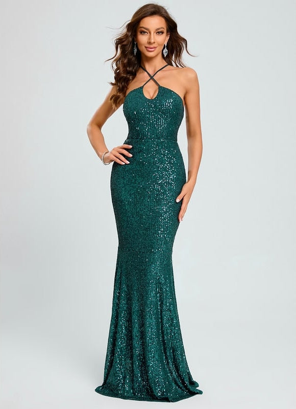 Robe De Soirée Paillette Verte