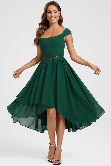 Robe de Soirée Asymétrique Émeraude