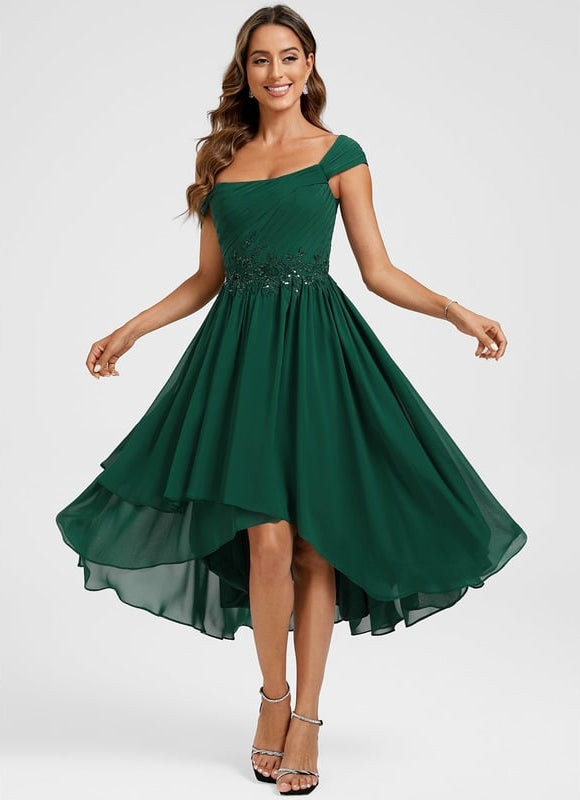 Robe de Soirée Asymétrique Émeraude