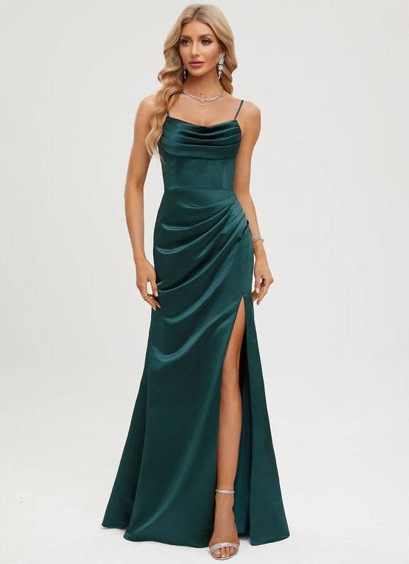 Robe de Soirée Satinique Fluide - gallery 1