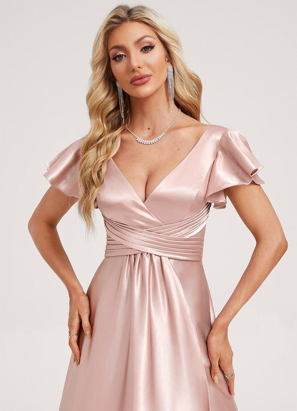 Robe de Soirée Satin Vert Pâle - gallery 3