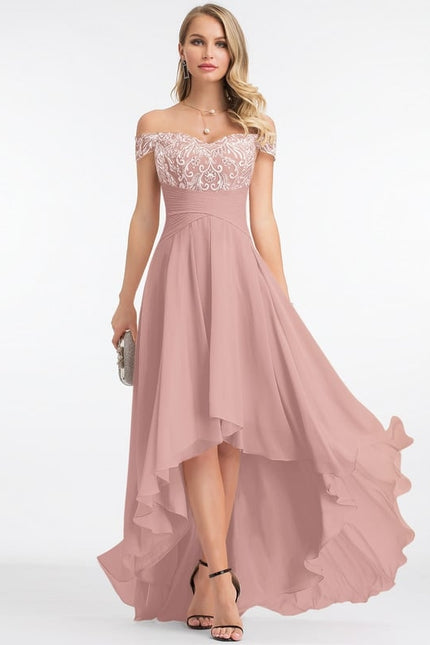 Robe de Soirée Chic Volant Rosé - gallery 1