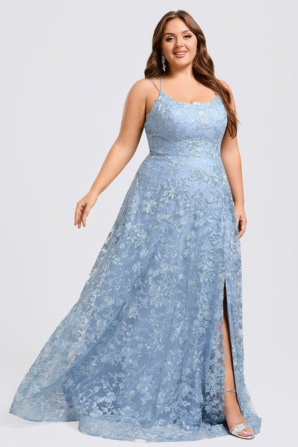 Robe de Soirée Bleu Poudré Floral - gallery 6