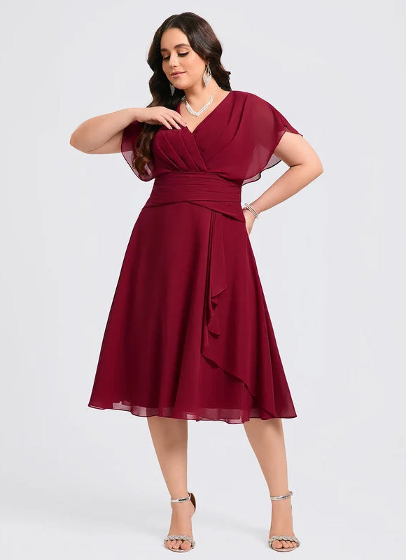 Robe De Soirée Mousseline Rouge - gallery 9