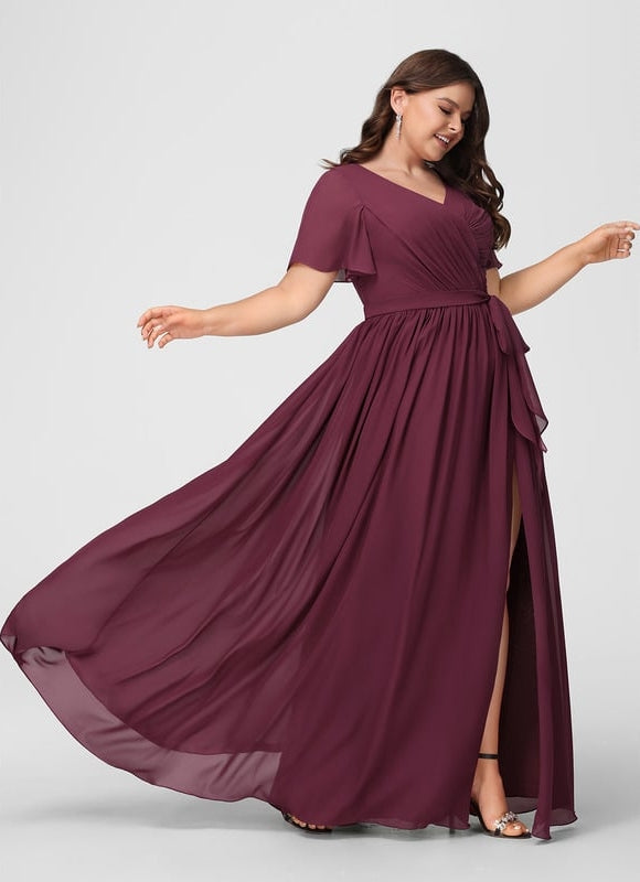 Robe de Soirée Mousseline Beige - gallery 8