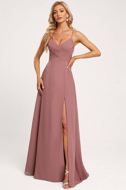 Robe de Soirée Mousseline Beige