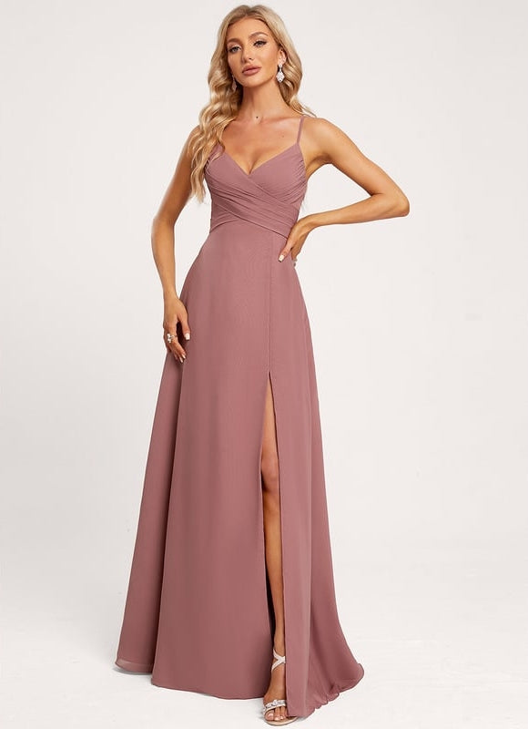 Robe de Soirée Mousseline Beige