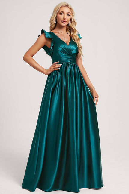Robe de Soirée Satin Vert Pâle