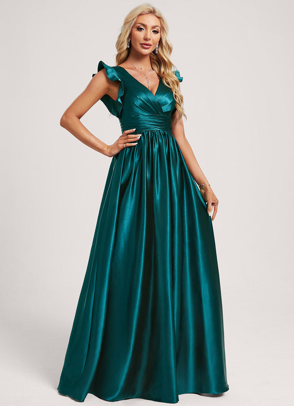 Robe de Soirée Satin Vert Pâle
