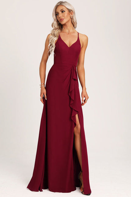 Robe de Soirée Mousseline Beige - gallery 5