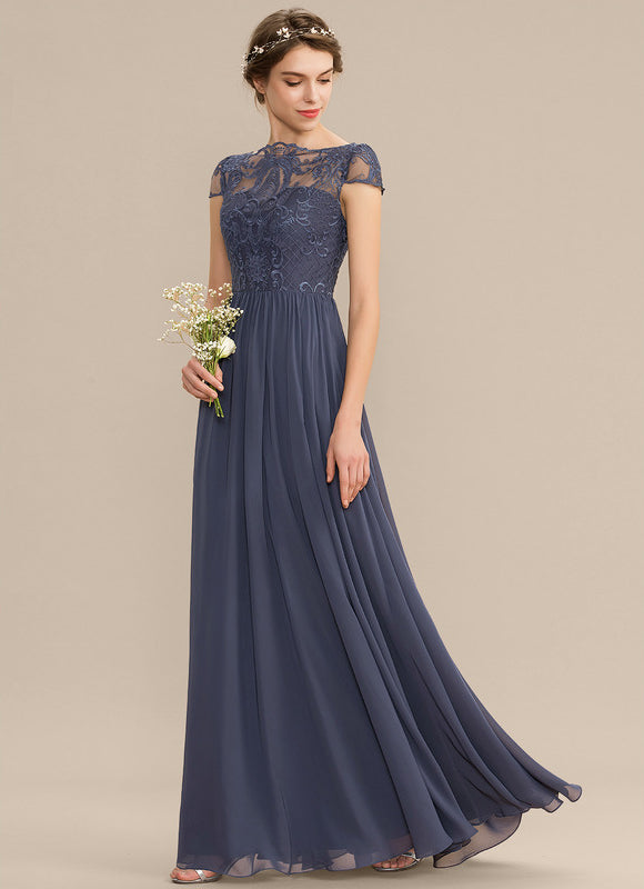 Robe de Soirée Longue Bleu Marine Dentelle Mousseline - gallery 6