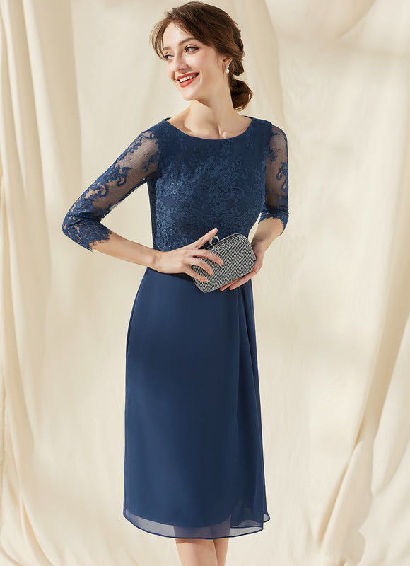 Robe de Soirée Longue Bleu Dentelle Mousseline - gallery 3