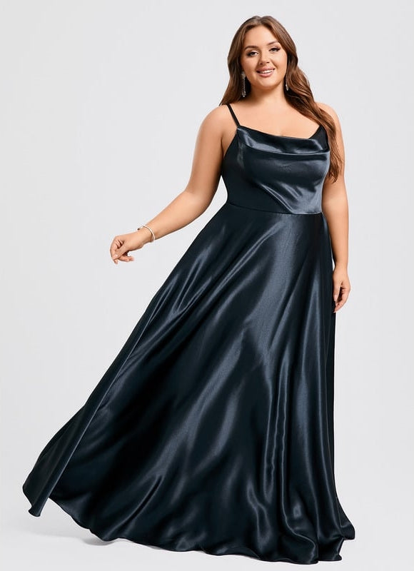 Robe de Soirée Satinée Rose Douce - gallery 8