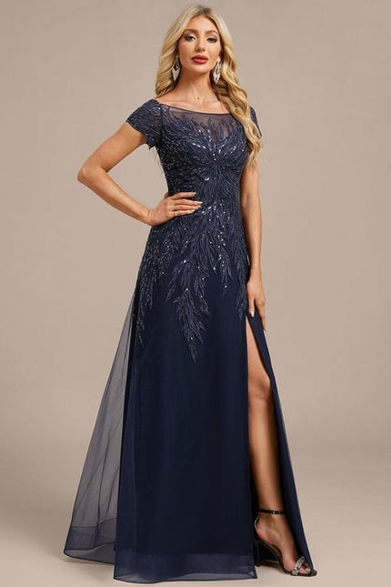 Robe de Soirée Tulle Marine - gallery 4