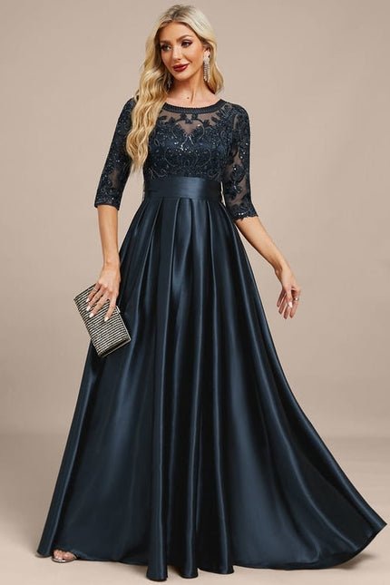 Robe de Soirée Satin Noir Élégant - gallery 5