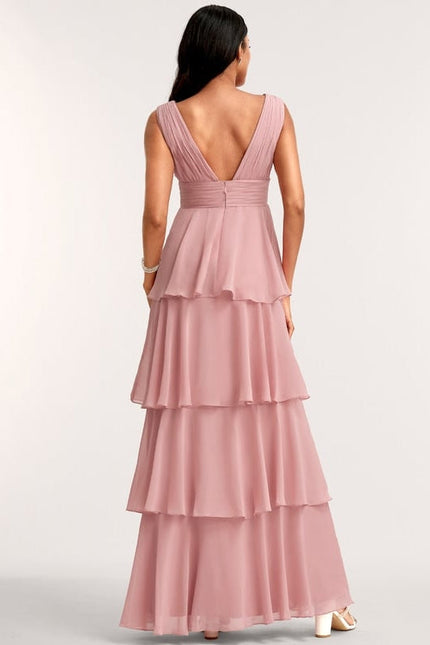 Robe de Soirée Mousseline Beige - gallery 3