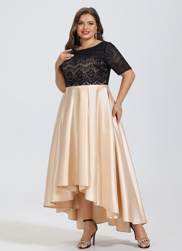 Robe de Soirée Satin Noir Doré - gallery 9