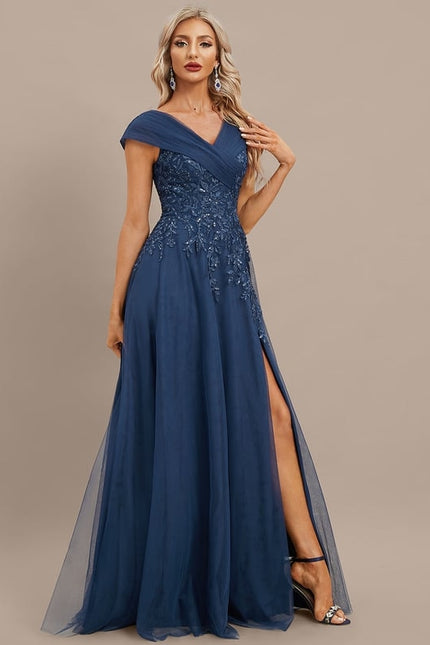 Robe de Soirée Bleu Élégant Tulle - gallery 5