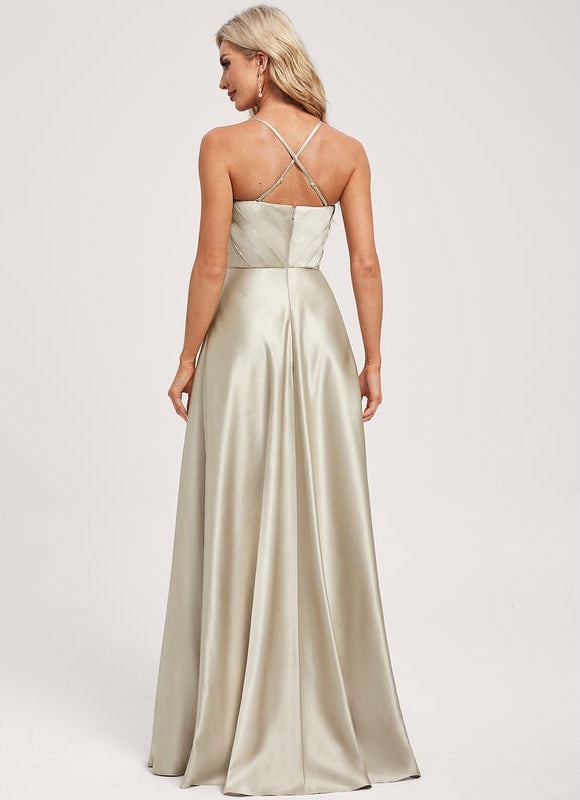 Robe de Soirée Satin Vert Pâle - gallery 4