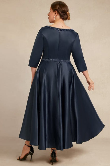 Robe de Soirée Nuit Marine Satinée - gallery 4