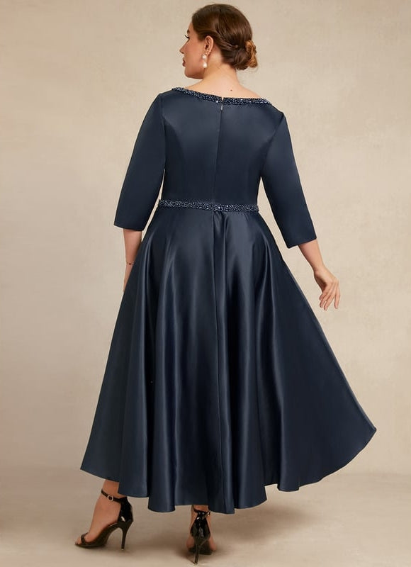 Robe de Soirée Nuit Marine Satinée - gallery 4