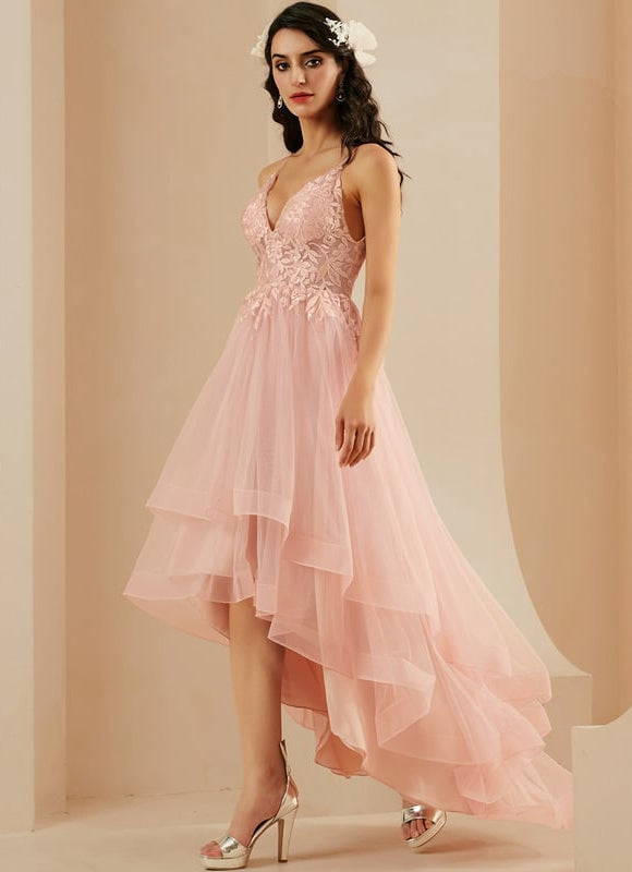 Robe de Soirée Rêve Rosé Éthéré