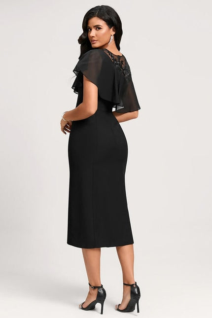 Robe de Soirée Noir Élégant Voile - gallery 4