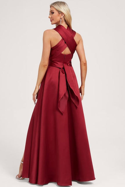 Robe De Soirée Rouge Satin - gallery 4