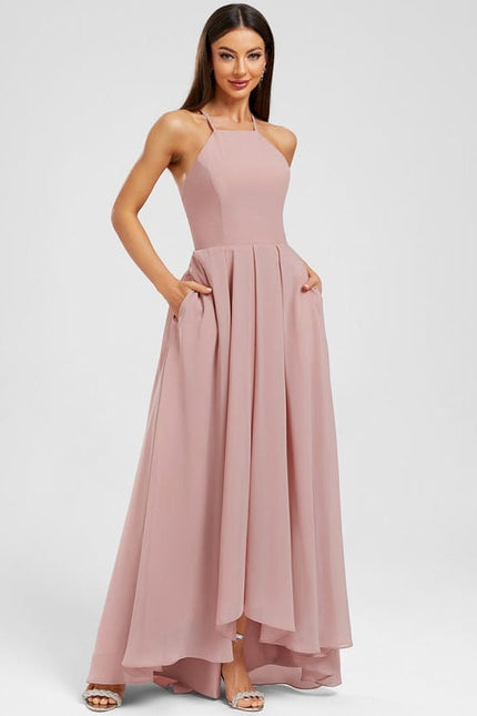 Robe de Soirée Mousseline Rose - gallery 2
