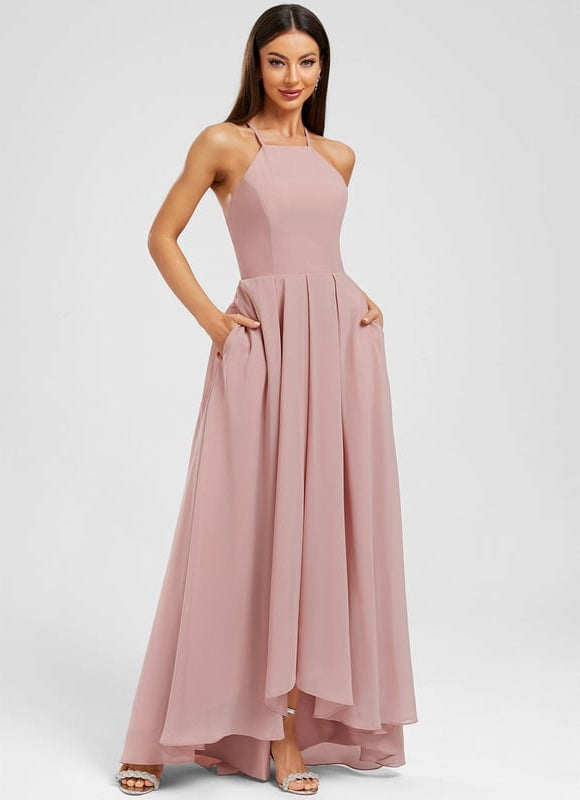 Robe de Soirée Mousseline Rose - gallery 2