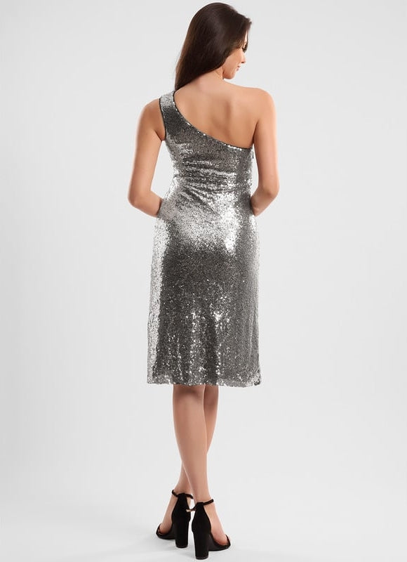 Robe De Soirée Asymétrique Froncée À Une Épaule - gallery 4