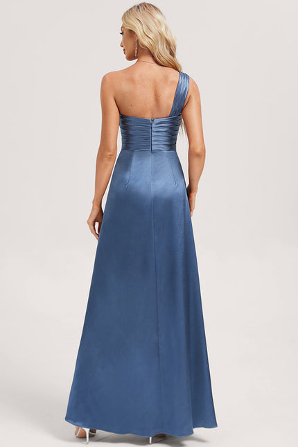 Robe de Soirée Bleu Satiné Élégant - gallery 4