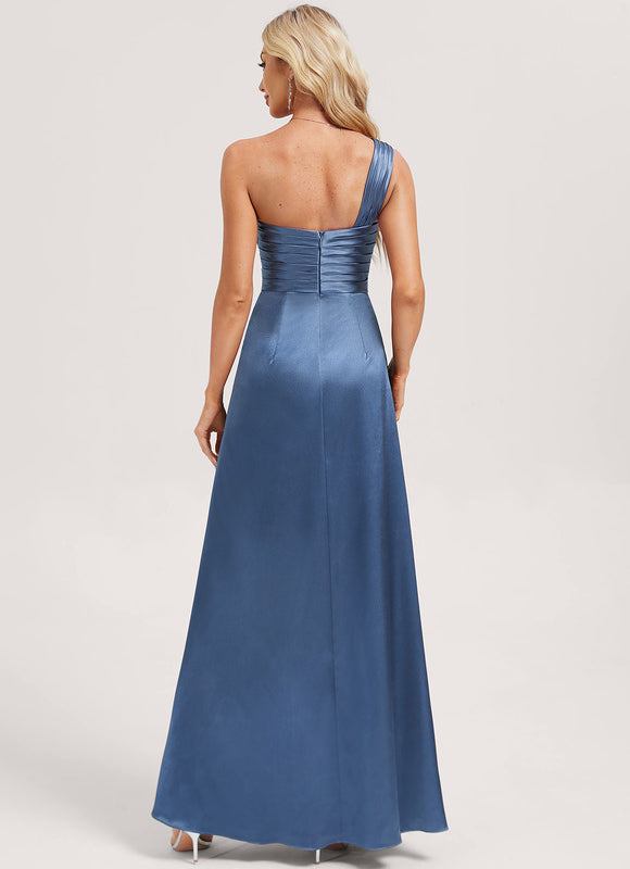 Robe de Soirée Bleu Satiné Élégant - gallery 4