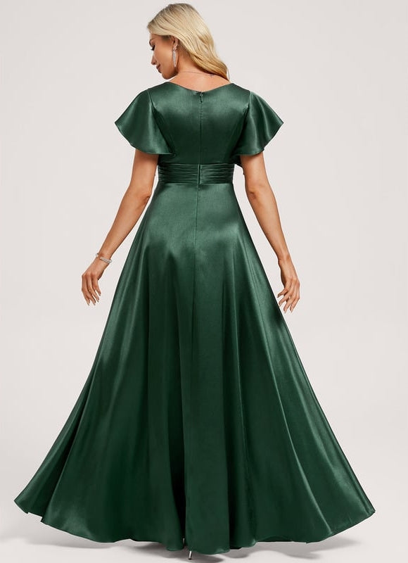 Robe de Soirée Satin Vert Pâle - gallery 4