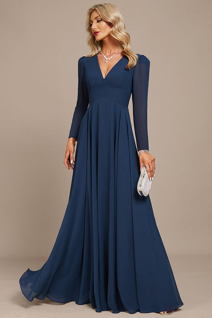 Robe Longue Bleue Mousseline Soirée