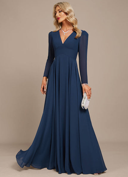 Robe Longue Bleue Mousseline Soirée