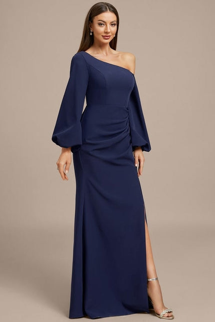Robe de Soirée Navy Élégance Drapée - gallery 4