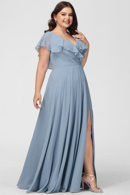 Robe de Soirée Mousseline Beige - gallery 7