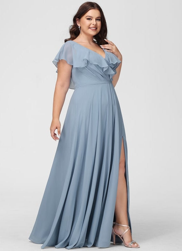 Robe de Soirée Mousseline Beige - gallery 7