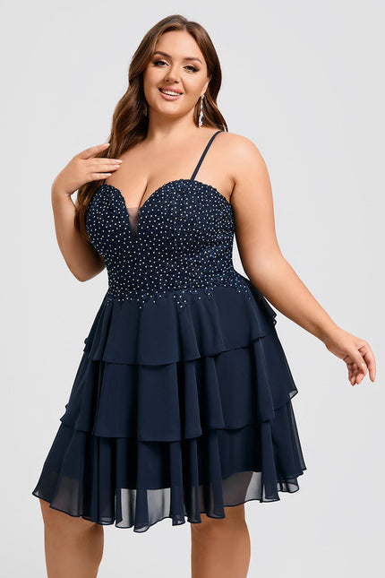 Robe de Soirée Longue Bleu Marine Dentelle Paillettes - gallery 8