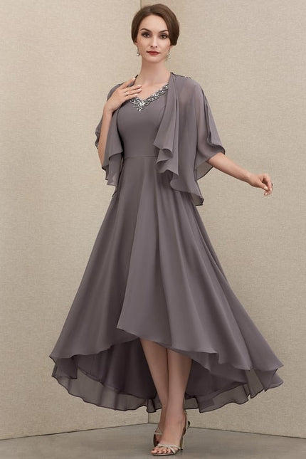 Robe de Soirée Gris Nuageux Chic