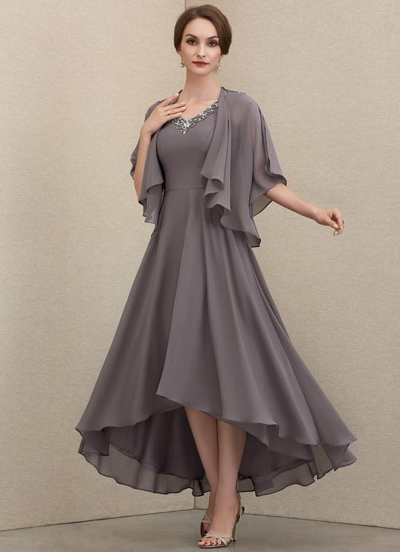 Robe de Soirée Gris Nuageux Chic
