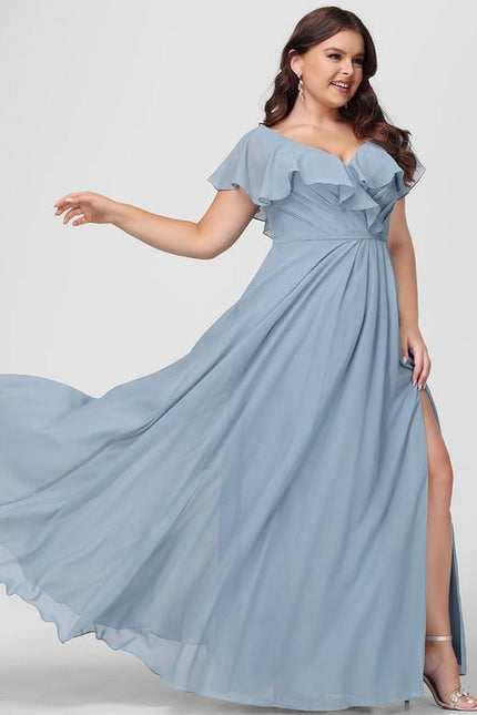 Robe de Soirée Mousseline Beige - gallery 8