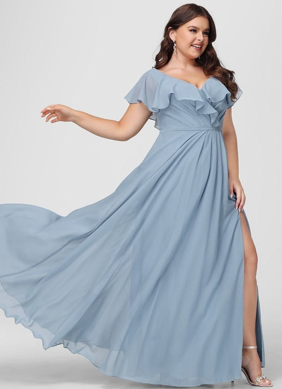 Robe de Soirée Mousseline Beige - gallery 8